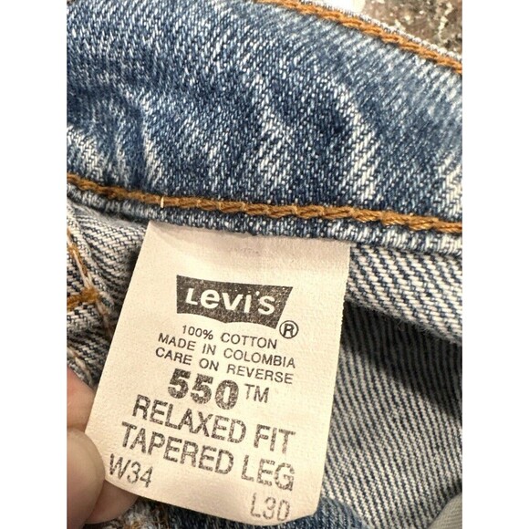 Vintage‎ barril  style Levis 550 Jeans 34 -90s Stonewash Tapered  Orange Tab - Picture 13 of 14